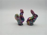 Fenton Carnival Glass Rooster & Bunny