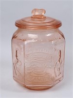 Planters Peanuts Pink Glass Jar