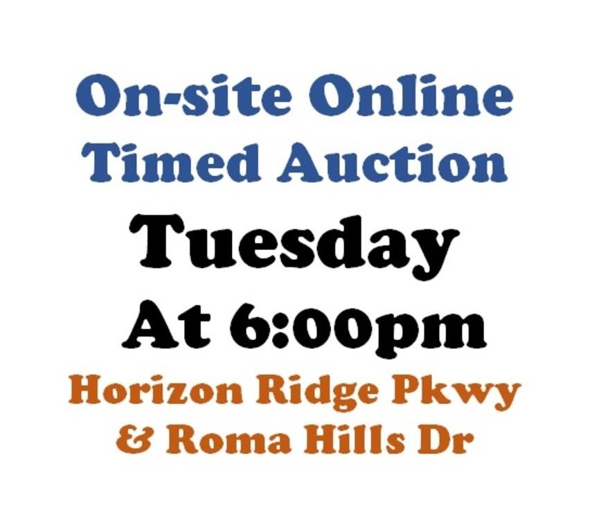 Tues.@6pm - Horizon Ridge & Roma Hills Estate Auction 7/16