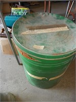 Green, metal bucket with lid