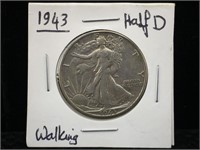 1943-D Walking Liberty Silver Half Dollar in Flip