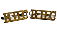 Brass RHC Shoulder Titles with Pins