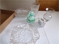 Serving trays, vases, misc glassware