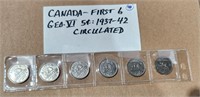 Canada First 6 GEO 6 5 cent coins, 1937-42,