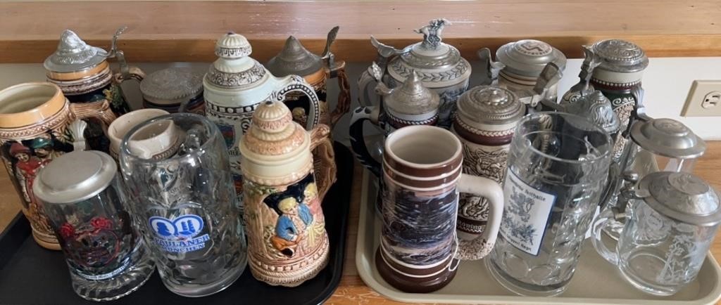 Lg Lot of Beer Steins: Musical, Germany & More