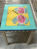 Hand Painted Side Table “ oh , baby “ 21.5 x 17 x
