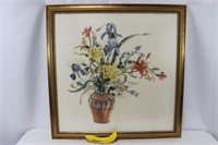 Vintage Stunning Floral Crewel Art