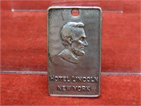 Antique Hotel Lincoln New York Room Fob Keychain