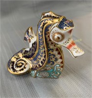 Royal Crown Derby Coral Seahorse with gold