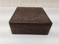 Solid Wood Intricately Carved Jewelry Box