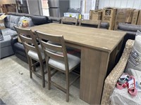 Bar height table with side wine rack and 4 pub