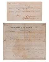 1850 Texas Governor P.H. Bell Signed Land Grant