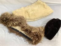Vintage fur hat and scarves