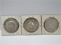 3 Mexico 5 Pesos coins