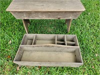Vintage tray and bench wooden