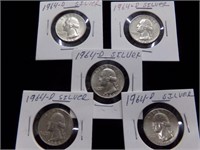 5-1964D silver Quarters