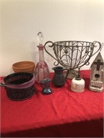 Cranberry Cut To Clear Crystal Wine Decanter PLUS