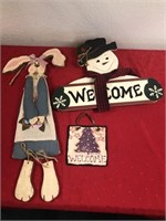 Rabbit and Snow Man Door Hangers