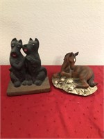 2 Soctty Dogs & a Horse Ceramic Figurines