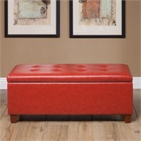 Leatherette Large Storage Bench - Red