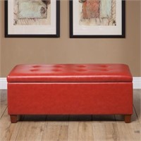 Leatherette Large Storage Bench - Red