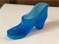 FENTON SATIN BLUE GLASS SHOE