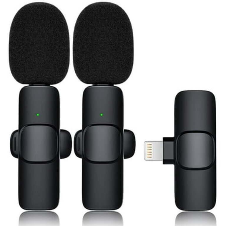 BCOOSS Wireless Lavalier Mic for iPhone iPad Recor