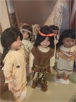 5 large native American porcelain doll collection