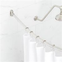 60" Curved Steel Shower Rod with Flanges - Chrome,