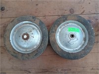 2 - 10" solid tires/wheels 1/2" shaft