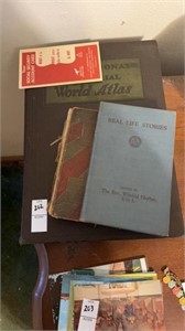 Vintage books and world Atlas