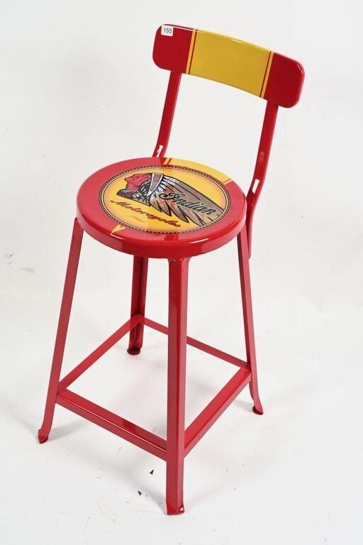 METAL SHOP STOOL - RESTORED INDIAN MOTORCYCLE