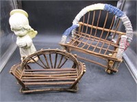 Mini Wooden Benches & Precious Moments Figure