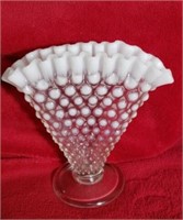 Fenton Glass French Opalescent Hobnail Fan Vase
