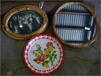 Bubble Glass Portrait, Enamel Tray and Mirror