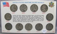 11 pc. Silver Wartime nickel set.