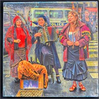 "Les Trois Chauteuses Parisiennes" Encaustic