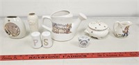 Porcelain and Ceramic Dishes, Pitcher, Shakers-