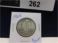 CANADA 1964 50 CENTS HALF DOLLAR SILVER COIN