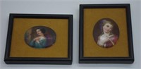Two framed portrait miniature plaques