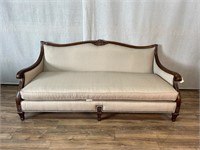 Vintage Wood Trim Tan Classic Sofa