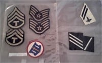 4 Military rank patches, 1 ROTC School patch, 3