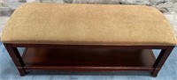 11 - WOODEN BENCH W/ UPHOLSTERED SEAT 40"L