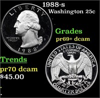 Proof 1988-s Washington Quarter 25c Grades GEM++ P