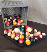 Crate of Billiard Balls, Racks & Cue Balls