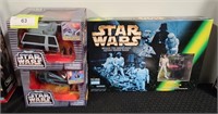 2 NIB STAR WARS PLAYSETS + GAME WITH FIGURES