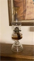 16.5” tall clear glass oil lamp