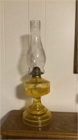 20” tall glass yellow oil lamp