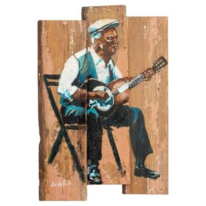 Anthony Bordelon "Playing the Blues" Oil on Wood