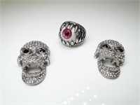 Pair of Skull Pendants and Monster Eye Ring